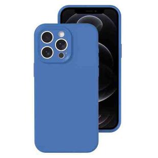 For iPhone 12 Pro Precise Hole Liquid Silicone Jelly Color Full Coverage Phone Case(Navy Blue)