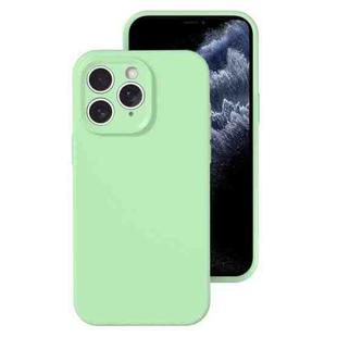 For iPhone 11 Pro Max Precise Hole Liquid Silicone Jelly Color Full Coverage Phone Case(Mint Green)