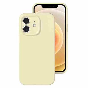 For iPhone 12 Precise Hole Liquid Silicone Jelly Color Full Coverage Phone Case(Milk Yellow)