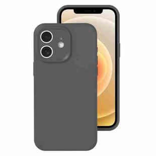 For iPhone 12 Precise Hole Liquid Silicone Jelly Color Full Coverage Phone Case(Carbon Gray)