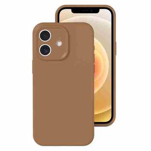 For iPhone 12 Precise Hole Liquid Silicone Jelly Color Full Coverage Phone Case(Khaki)