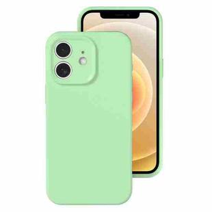 For iPhone 12 Precise Hole Liquid Silicone Jelly Color Full Coverage Phone Case(Mint Green)