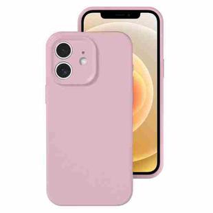 For iPhone 12 Precise Hole Liquid Silicone Jelly Color Full Coverage Phone Case(Sand Pink)