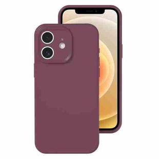 For iPhone 12 Precise Hole Liquid Silicone Jelly Color Full Coverage Phone Case(Plum Colored)