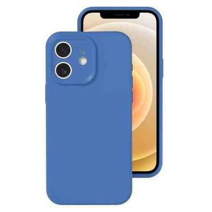 For iPhone 12 Precise Hole Liquid Silicone Jelly Color Full Coverage Phone Case(Navy Blue)