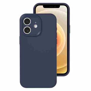 For iPhone 12 Precise Hole Liquid Silicone Jelly Color Full Coverage Phone Case(Midnight Blue)