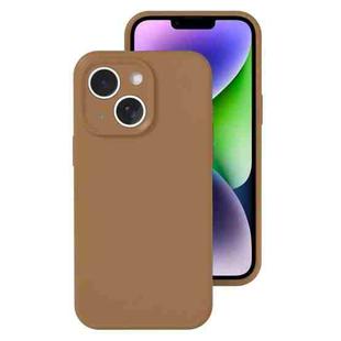 For iPhone 14 Precise Hole Liquid Silicone Jelly Color Full Coverage Phone Case(Khaki)