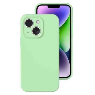 For iPhone 14 Precise Hole Liquid Silicone Jelly Color Full Coverage Phone Case(Mint Green)