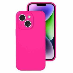 For iPhone 14 Precise Hole Liquid Silicone Jelly Color Full Coverage Phone Case(Brilliant Pink)