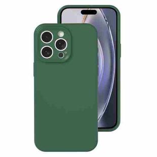 For iPhone 16 Pro Precise Hole Liquid Silicone Jelly Color Full Coverage Phone Case(Moss Green)