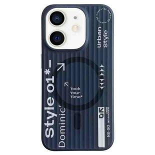 For iPhone 12 Striped Skin Feel Magnetic Magsafe Phone Case(Black)