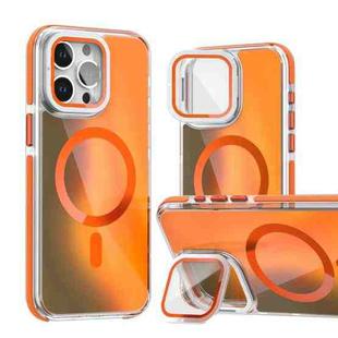 For iPhone 12 Pro Max MagSafe Gradient Color Lens Film Phone Case with Lens Fold Holder(Orange)