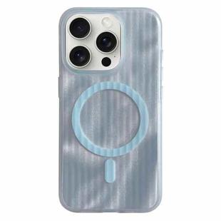 For iPhone 15 Pro Max Striped Skin Feel Magnetic Magsafe Phone Case(Blue)