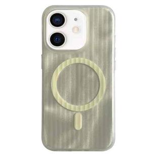 For iPhone 12 Striped Skin Feel Magnetic Magsafe Phone Case(Yellow)