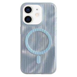 For iPhone 12 Striped Skin Feel Magnetic Magsafe Phone Case(Blue)