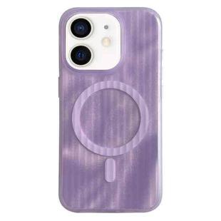 For iPhone 12 Striped Skin Feel Magnetic Magsafe Phone Case(Purple)