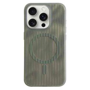 For iPhone 12 Pro Striped Skin Feel Magnetic Magsafe Phone Case(Green)