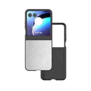 For Motorola Razr 50 PU Leather Black Frame Full Coverage Phone Case(Silver)