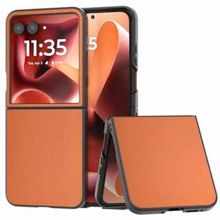 For Motorola Razr 60 Ultra PU Leather Black Frame Full Coverage Phone Case(Orange)