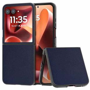 For Motorola Razr 60 Ultra PU Leather Black Frame Full Coverage Phone Case(Dark Blue)