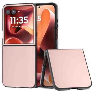 For Motorola Razr 60 Ultra PU Leather Black Frame Full Coverage Phone Case(Light Pink)