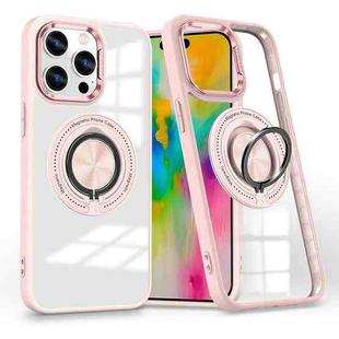 For iPhone 16 Pro Magnetic Rotating Ring Holder Phone Case(Pink)