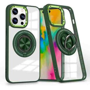 For iPhone 16 Pro Magnetic Rotating Ring Holder Phone Case(Dark Green)