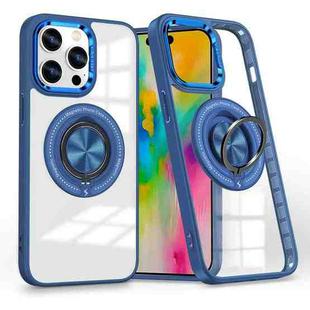 For iPhone 16 Pro Magnetic Rotating Ring Holder Phone Case(Dark Blue)