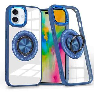 For iPhone 16 Magnetic Rotating Ring Holder Phone Case(Dark Blue)