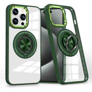 For iPhone 15 Pro Magnetic Rotating Ring Holder Phone Case(Dark Green)
