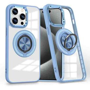 For iPhone 15 Pro Magnetic Rotating Ring Holder Phone Case(Light Blue)