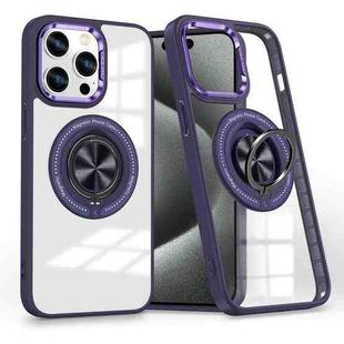 For iPhone 15 Pro Magnetic Rotating Ring Holder Phone Case(Dark Purple)