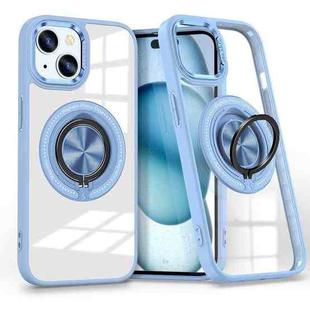 For iPhone 15 Plus Magnetic Rotating Ring Holder Phone Case(Light Blue)