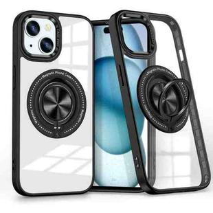 For iPhone 15 Magnetic Rotating Ring Holder Phone Case(Black)