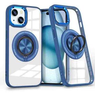 For iPhone 15 Magnetic Rotating Ring Holder Phone Case(Dark Blue)