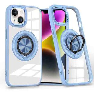 For iPhone 14 Plus Magnetic Rotating Ring Holder Phone Case(Light Blue)