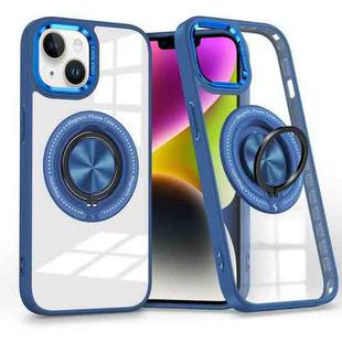 For iPhone 14 Magnetic Rotating Ring Holder Phone Case(Dark Blue)