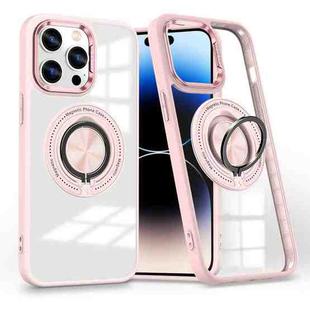 For iPhone 14 Pro Magnetic Rotating Ring Holder Phone Case(Pink)