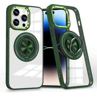 For iPhone 14 Pro Magnetic Rotating Ring Holder Phone Case(Dark Green)