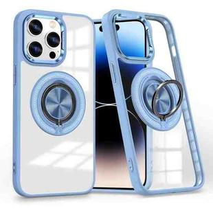 For iPhone 14 Pro Magnetic Rotating Ring Holder Phone Case(Light Blue)