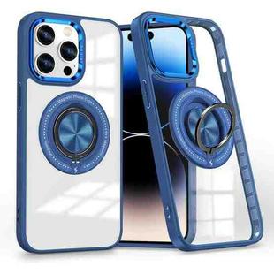 For iPhone 14 Pro Magnetic Rotating Ring Holder Phone Case(Dark Blue)