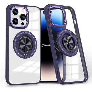 For iPhone 14 Pro Magnetic Rotating Ring Holder Phone Case(Dark Purple)