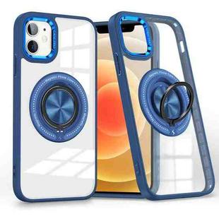 For iPhone 12 Magnetic Rotating Ring Holder Phone Case(Dark Blue)