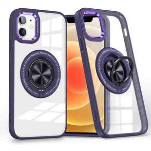 For iPhone 12 Magnetic Rotating Ring Holder Phone Case(Dark Purple)