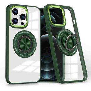 For iPhone 12 Pro Max Magnetic Rotating Ring Holder Phone Case(Dark Green)