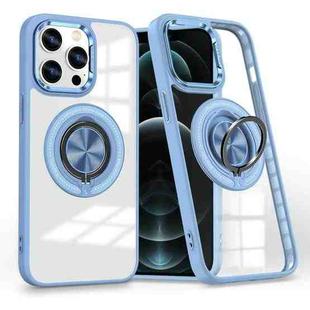 For iPhone 12 Pro Max Magnetic Rotating Ring Holder Phone Case(Light Blue)