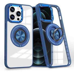 For iPhone 12 Pro Max Magnetic Rotating Ring Holder Phone Case(Dark Blue)