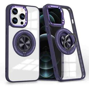 For iPhone 12 Pro Max Magnetic Rotating Ring Holder Phone Case(Dark Purple)