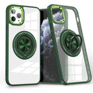 For iPhone 11 Pro Magnetic Rotating Ring Holder Phone Case(Dark Green)