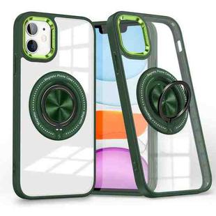 For iPhone 11 Magnetic Rotating Ring Holder Phone Case(Dark Green)